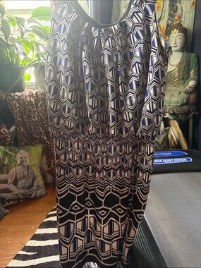 Enfocus Studio Blue and Black Geometric Pencil Skirt